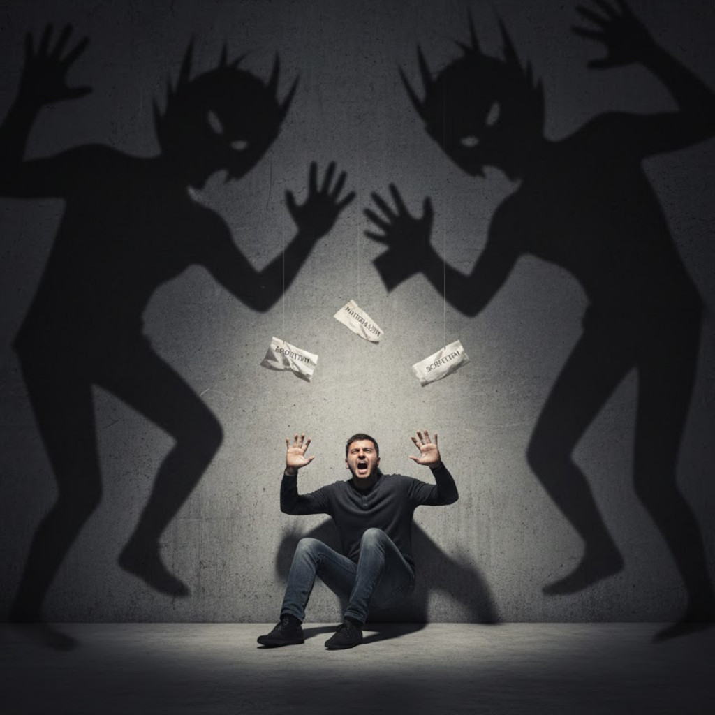 Crumpled scraps of paper, and gigantic shadows. The entire history of contemporary anti-theism in one image.