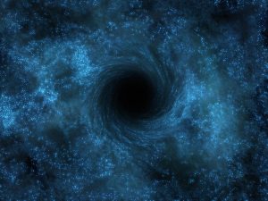 Le néant. *Illustré ici par un trou noir, visible uniquement par la déformation de ce qui l'entoure.*